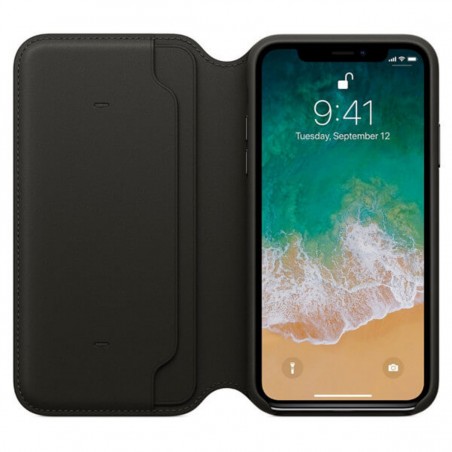 Funda Leather Folio negra para iPhone X