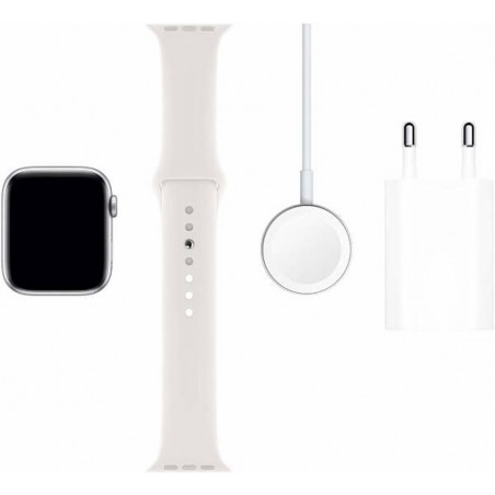 Apple Watch Series 5 GPS Color Aluminio Plata, Caja 40mm y correa deportiva blanca