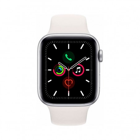 Apple Watch Series 5 GPS, Caja 44mm Aluminio Plata y correa deportiva blanca MWVD2TY/A