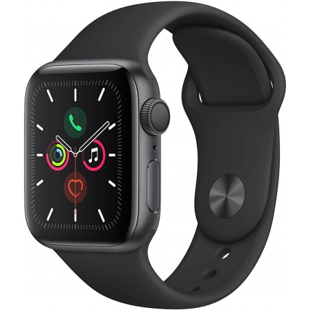 Apple Watch Series 5 GPS, Caja 44mm Aluminio Gris Espacial y correa deportiva negra
