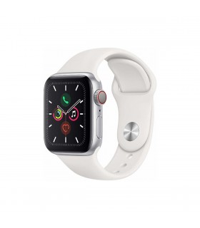 Apple Watch Series 5 GPS + Celular, Caja 40mm Aluminio Plata y correa deportiva Blanca MWX12TY/A