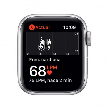 Apple Watch SE (GPS + Cellular), 40mm Aluminio Plata y correa deportiva Blanca