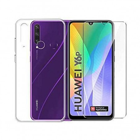 Protector Huawei Y6p Cristal Templado + Funda Silicona Transparente