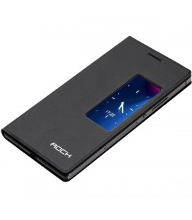 Funda de piel tipo libro con ventana ROCKFEAP7B negra