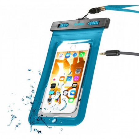 Funda impermeable azul con jack 3,5 mm para móvil de hasta 5,5"