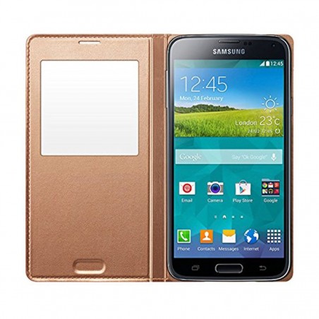 Funda S View para Samsung Galaxy S5 Oro EP-VG900BFEGWW