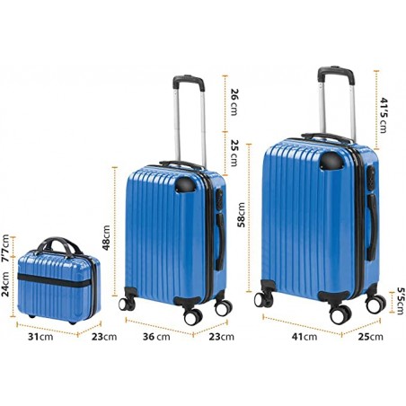 3 Maletas Vida10. Set de Maletas de Viaje Premium Azules, ABS - En Oferta