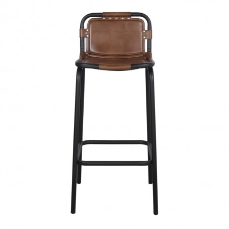 TABURETE ALTO DE METAL Y PIEL IGOR