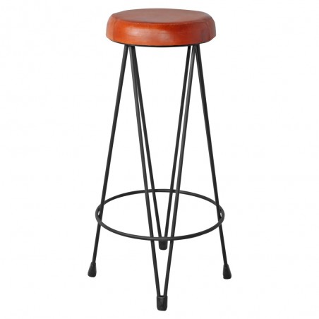 TABURETE ALTO METAL Y PIEL PIGALLE