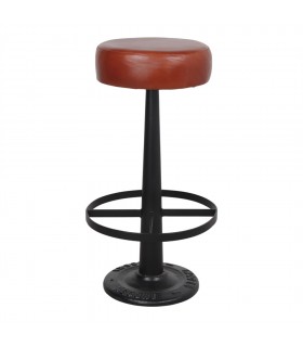 TABURETE ALTO DE METAL Y PIEL ALEXIS