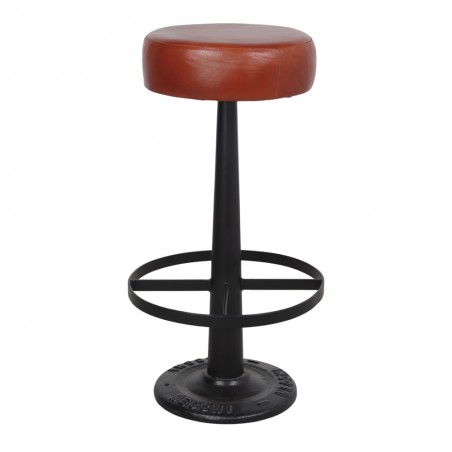 TABURETE ALTO DE METAL Y PIEL ALEXIS