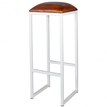 TABURETE ALTO METAL Y PIEL COUNCIL