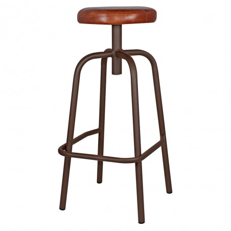 TABURETE ALTO METAL Y PIEL DONOVAN