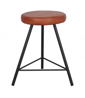 TABURETE BAJO METAL Y PIEL PEPONA