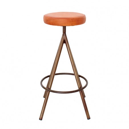 TABURETE ALTO DE METAL Y PIEL SILVER