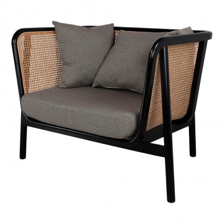 SILLÓN DE MADERA Y RATTÁN FARZI NEGRO