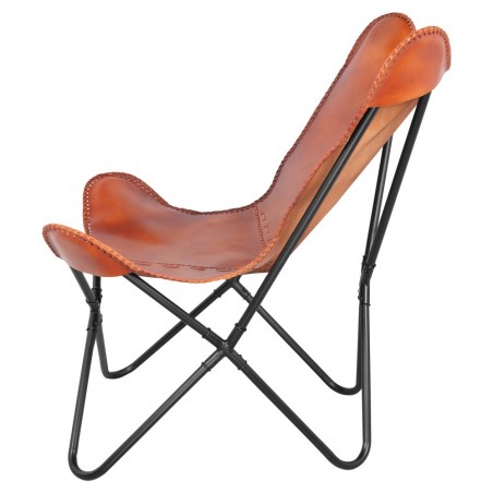 SILLÓN DE PIEL BUTTERFLY CARAMEL