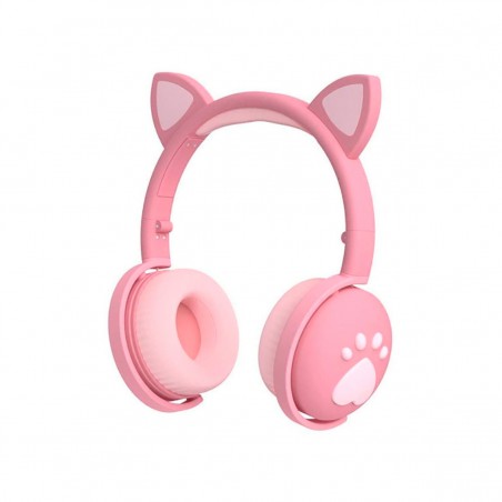 Auriculares Inalámbricos Niñ@s Bluetooth Orejitas con Huella Rosa