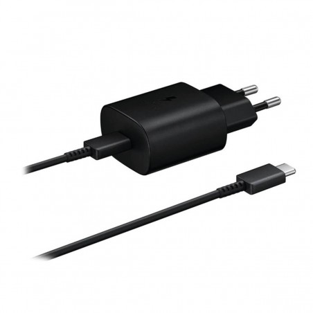Cargador de red compatible Samsung Carga Rápida 25W USB-C (EP-TA800EBE + EPDG977BBE 2A) Negro