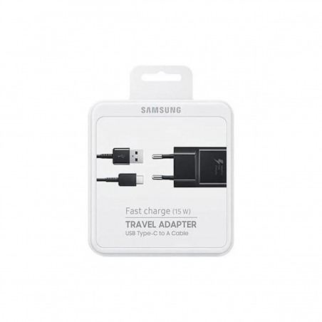 Cargador Original Samsung Type-C Carga Rápida 15 W Negro EP-TA20EBE