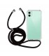 Funda Móvil Colgante con Cuerda para iPhone 12 Mini Silicona Transparente con Cuerda Negra