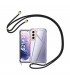Funda Móvil Colgante con Cuerda para Samsung Galaxy S21 Plus Silicona Transparente con Cuerda Negra
