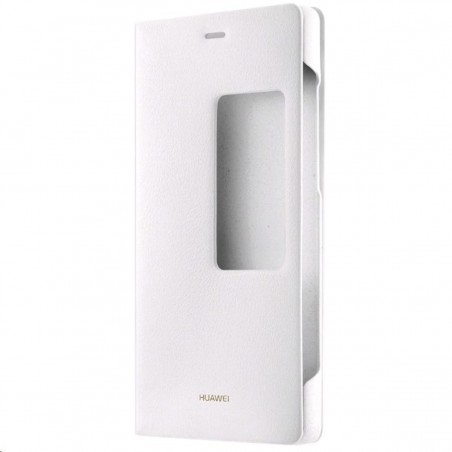 Funda piel tipo libro S-View original para Huawei P8 blanco