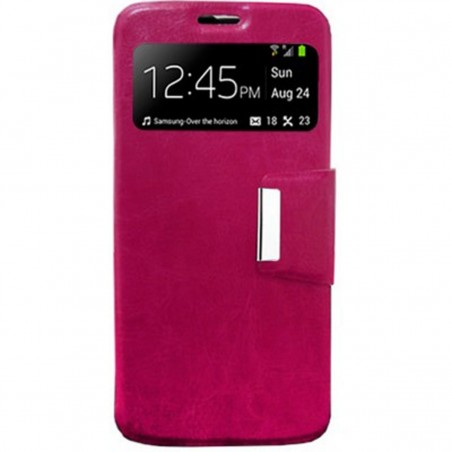 Funda tipo libro rosa con ventana para Aquaris E5