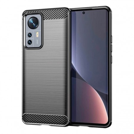 Coque Xiaomi 12 Lite Carbon Fiber Silicone Case Noir