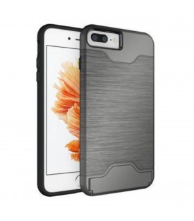 Carcasa con tarjetero y soporte plata para iPhone 7 Plus / 8 Plus
