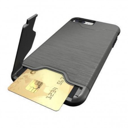 Carcasa con tarjetero y soporte plata para iPhone 7 Plus / 8 Plus