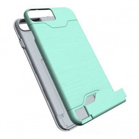 Carcasa con tarjetero y soporte turquesa para iPhone 7 Plus / 8 Plus