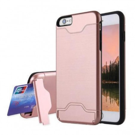 Carcasa con tarjetero y soporte rosa para iPhone 7/8