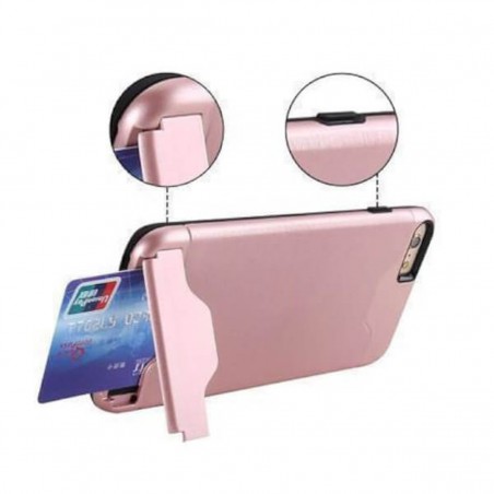 Carcasa con tarjetero y soporte rosa para iPhone 7/8
