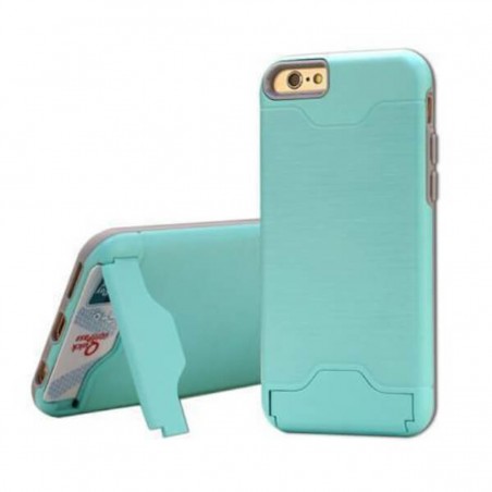 Carcasa con tarjetero y soporte turquesa para iPhone 7/8