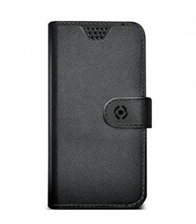 Funda Celly universal L tipo libro negra y marrón